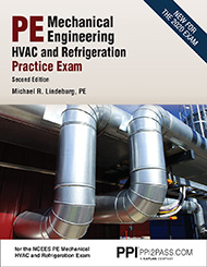 PE Mechanical Engineering HVAC and Refrigeration Practice Exam Book Cover