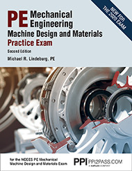 PE Mechanical Engineering Machine Design and Materials Practice Exam Book Cover