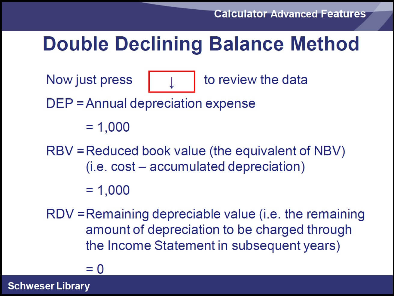 Double declining balance method using TI BAII+ example 2