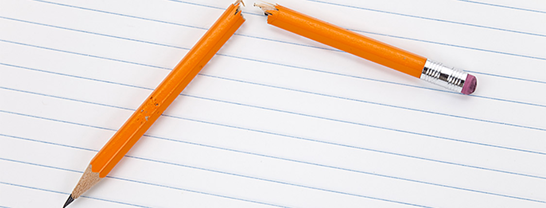 A broken pencil represents the 9 Reasons People Fail the CFA Exam