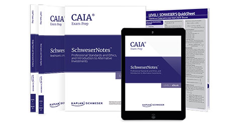 Kaplan Schweser's SchweserNotes & Quicksheet for Level 1 of the CAIA exam