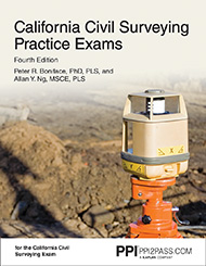 PE Civil California Surveying Practice Exams Book Cover