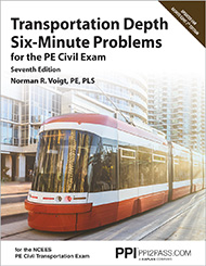 PE Civil Transportation Depth Six Minute Problems Book Cover