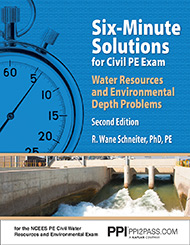 Six-Minute Solutions for Civil PE Exam Water Resources and Environmental Depth Problems Second Edition Book Cover