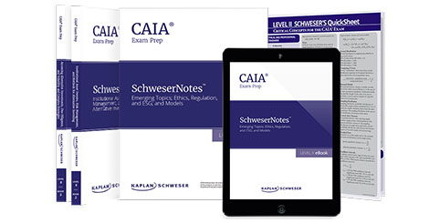 Kaplan Schweser's SchweserNotes & QuickSheet for Level 2 of the CAIA exam
