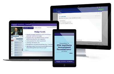 Schweser’s Study Package for CFA Institute Investment Foundations Program includes the SchweserNote eBook, the Practice Exam, and Online Classes.